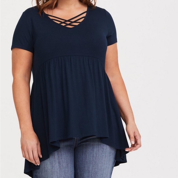 Torrid Blue Babydoll Tee - Plus Size 00 - Picture 1 of 11